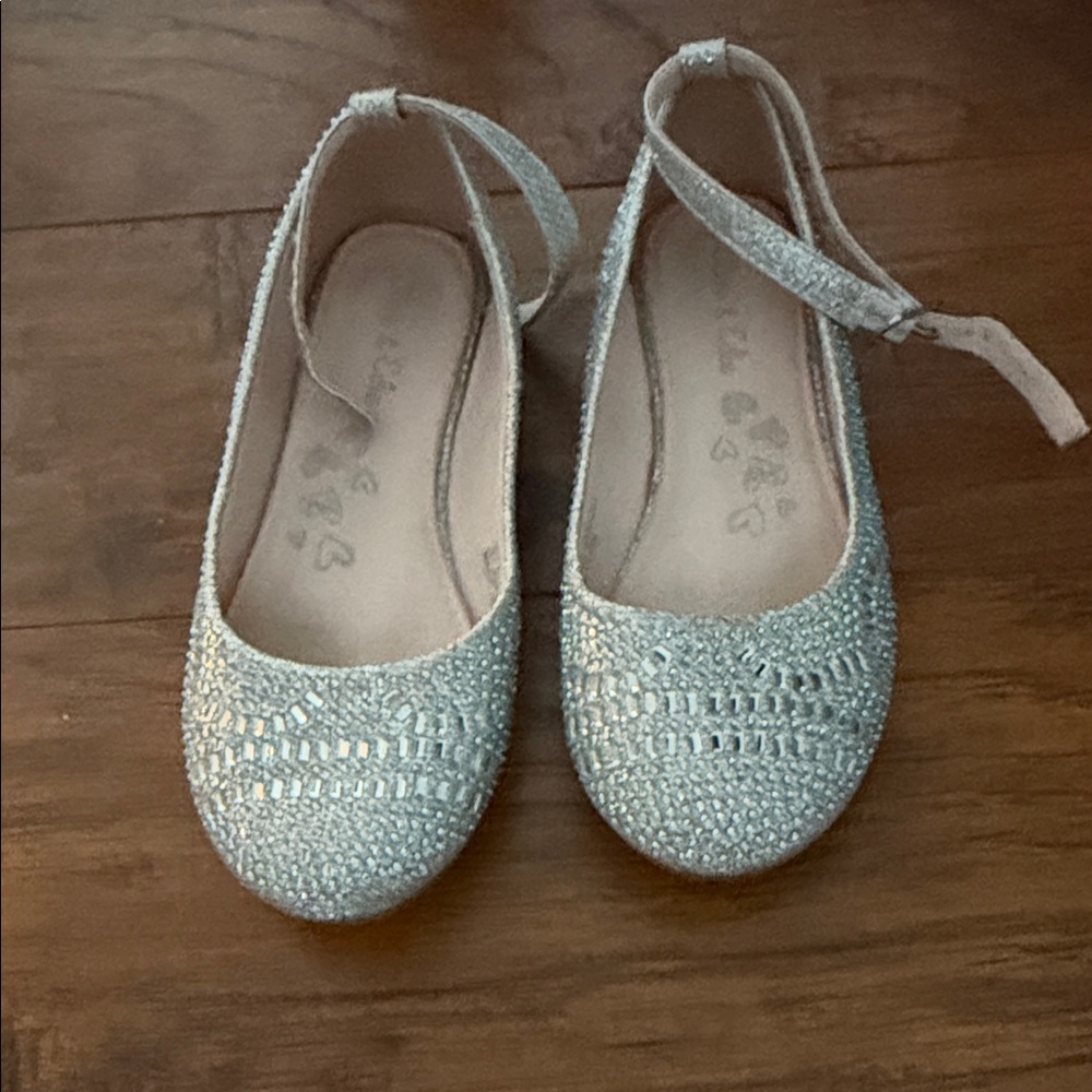 Glittery Silver Kids Dress Shoes